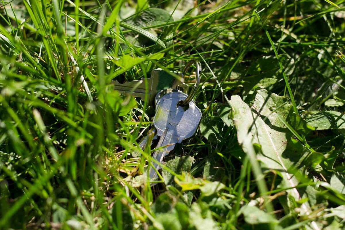 Clé perdue dans l'herbe